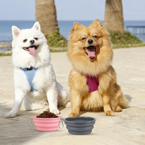 Miniatura 6 de Kytely Cuencos plegables para perros para viajes, paquete de 2 cuencos de agua portátiles para perros, cuenco plegable para comida para mascotas