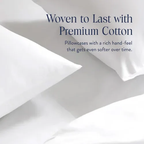 Miniatura 6 de Brooklinen Juego de 2 fundas de almohada de satén de lujo, 100% algodón de fibra larga con cierre de sobre, tela suave, duradera y lavable a Blanco