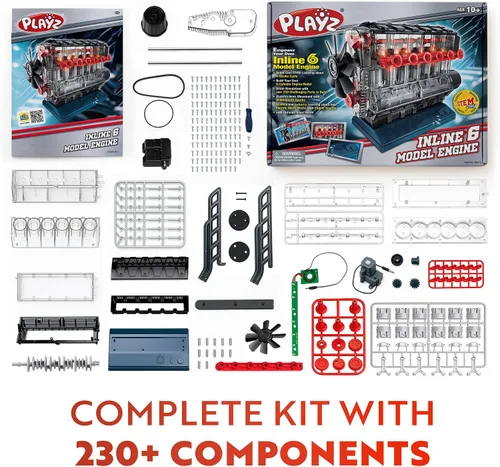 Miniatura 2 de Playz Kit de modelo de motor en línea 6: construye tu propio motor STEM en línea 6 pequeño que funciona para adultos y niños de 10 a 12 años, kit