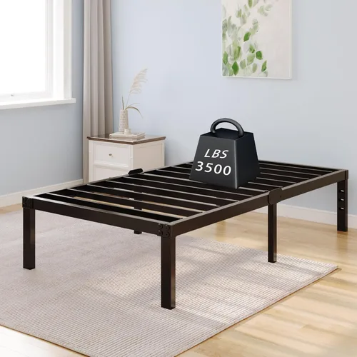 Miniatura 11 de Marco de cama con plataforma tamaño Queen con cabecero y almacenamiento, compatible con colchones de 14 pulgadas de alto, estructura metálica, sin