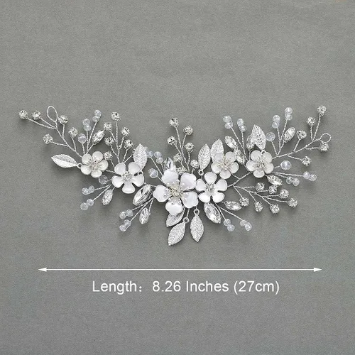 Miniatura 6 de Unicra Plata novia boda pelo vid flor novia pieza de pelo de diamantes de imitación accesorios para el pelo de cristal tocados joyería para mujeres