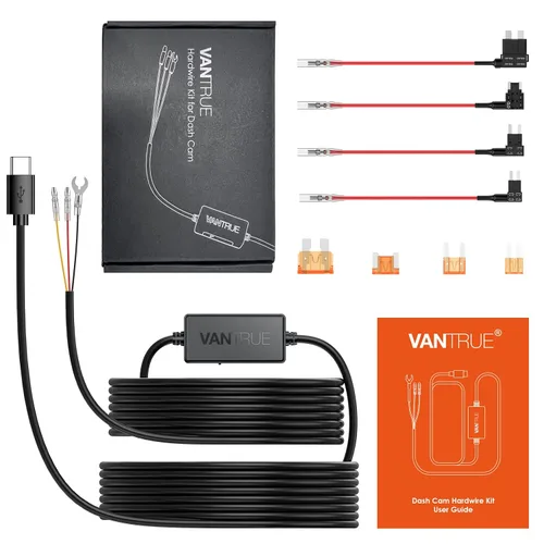 Miniatura 6 de Kit de cable duro USB-C Vantrue de 11.5 pies (12V–24V a 5V) con funcionalidad de accesorio, protección de bajo voltaje para N4(S)/N4