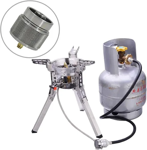 Miniatura 6 de Adaptador de butano a propano Adaptador de estufa de camping Conector de estufa de senderismo al aire libre para bote de combustible de isobutano
