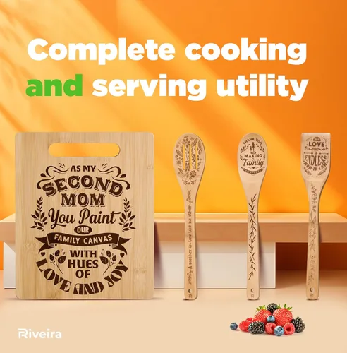 Miniatura 7 de Regalos Riveira para suegra – Cucharones de madera para cocinar como regalos para mamá y tabla de cortar para regalos de cumpleaños para mujeres
