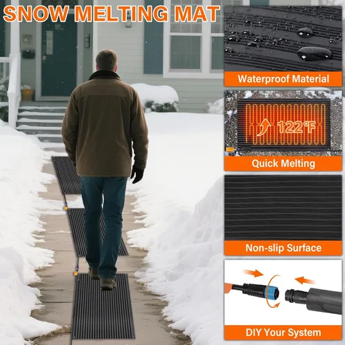 Miniatura 3 de Alfombrillas para Derretir Nieve para Exteriores 30 x 48 pulgadas, Alfombrillas Calefactadas para Exteriores Antideslizantes 405W 120V, Alfombrillas
