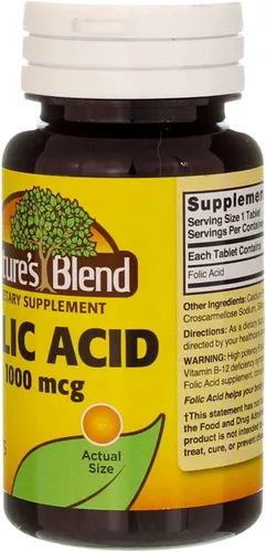 Miniatura 5 de Nature`s Blend - Tabletas de ácido fólico de 1000 mcg, 100 unidades (paquete de 2)