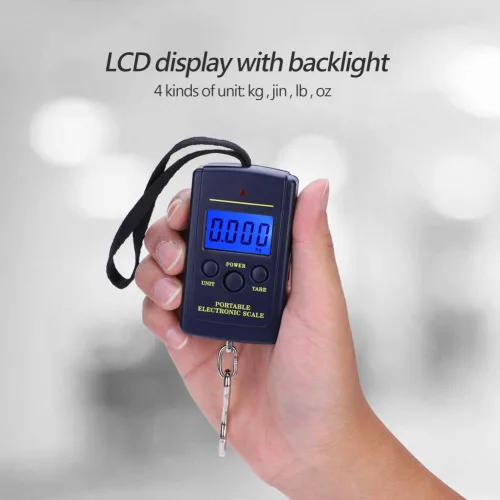 Miniatura 2 de Báscula de pescado portátil, báscula digital eléctrica para colgar, pantalla LCD de plástico de mano, báscula electrónica de equilibrio de 88.2 lbs