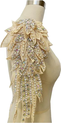 Miniatura 10 de Hecho a mano con diamantes de imitación para coser de 18 colores, apliques de encaje de perlas para coser a mano, parches para accesorios de ropa