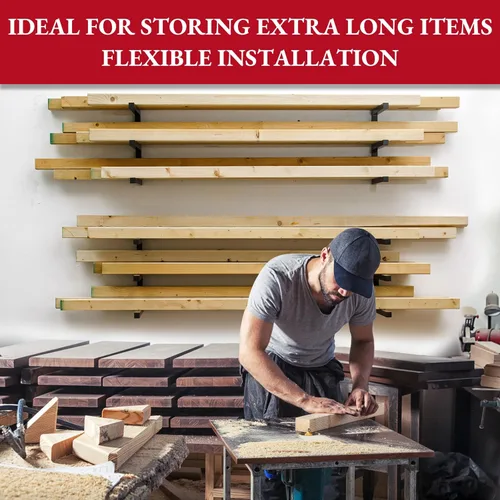 Miniatura 8 de MOOMSINE Estante de almacenamiento de madera montado en la pared, 6 niveles con capacidad para hasta 1200 libras, organizador de madera resistente