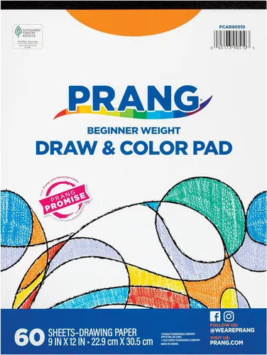Prang (Formerly Art Street) - Bloc de papel de dibujo y color, blanco, peso para principiantes, 9 x 12 pulgadas, 60 hojas