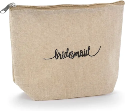 Miniatura 6 de Hortense B. Hewitt Accesorios de boda forrado yute natural bolsa de cosméticos, 10 x 7 pulgadas, suya