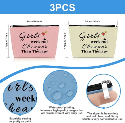Miniatura 2 de Mikela Bolsa de cosméticos de regalo de fin de semana para, Azul+Rosa+Beige, S, Color sólido
