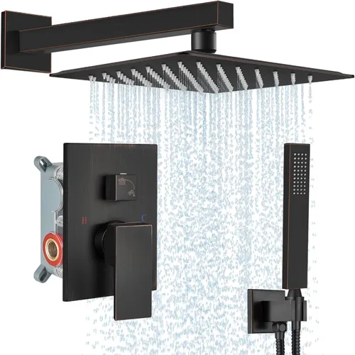Miniatura 27 de Midanya Sistema de ducha de lluvia, cabezal de ducha cuadrado de lluvia, juego de grifo de ducha con rociador de mano, kit de moldura de válvula