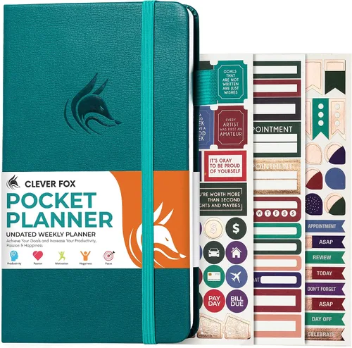 Miniatura 16 de Clever Fox Agenda de bolsillo semanal – Agenda mensual sin fecha y calendario, mini planificador perfecto para bolso, 3.7 x 6.7 pulgadas