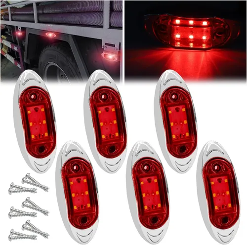 Luz LED de marcador de remolque lateral de camión, 6 LED, lámpara de marcador de liquidación para camiones resistentes, remolques, caravanas, Rojo