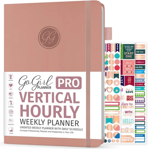 Miniatura 13 de GoGirl Planner PRO Schedule - Agenda sin fecha con ranuras horarias, organizador mensual, semanal y diario, libro de citas para gestión del tiempo
