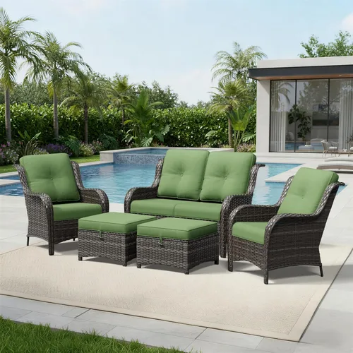 Miniatura 167 de Joyside Juego de sillas de mimbre para patio, juego de 3 piezas de mimbre para exteriores con 2 sillas reposabrazos y 1 mesa auxiliar para terraza