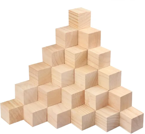 50 paquetes de bloques de madera para manualidades, cubos de madera de pino de 2 pulgadas, cubos de madera para pintar, sellar, decorar, proyectos