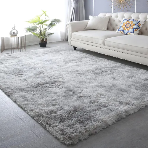 Miniatura 23 de Alfombras para dormitorio de niñas sala de estar: alfombra de área peluda de 5 x 7 para sala de juegos de niños, alfombra peluda de felpa pastel
