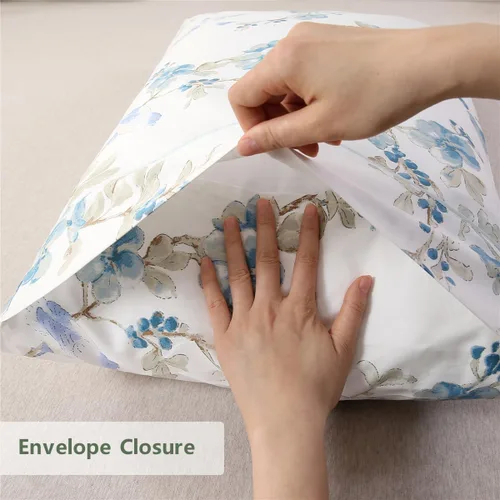 Miniatura 4 de URBONUR Juego de 2 fundas de almohada 100% algodón con estampado floral, fundas de almohada decorativas de tamaño estándar suaves, transpirables