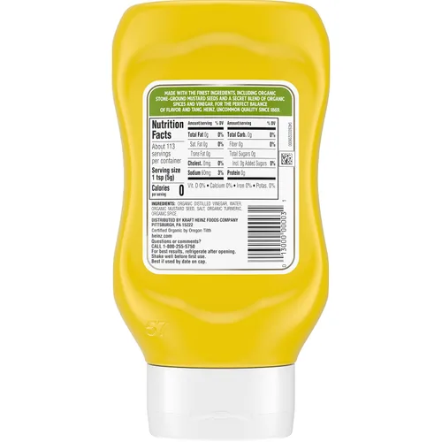 Miniatura 4 de Heinz Mostaza amarilla orgánica (botella de 227 g)