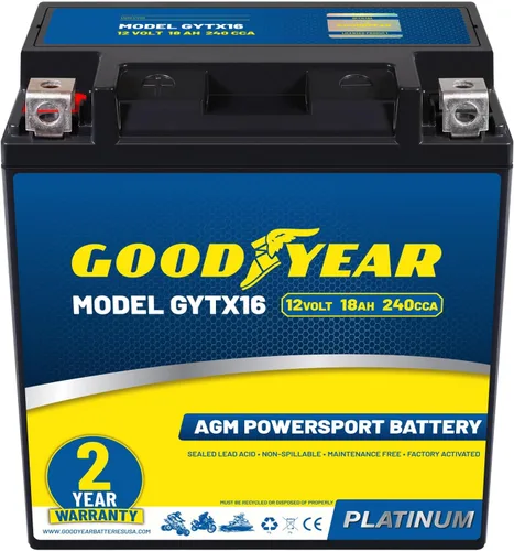 Miniatura 11 de Goodyear GYTX4L - Batería AGM de 12 voltios 4 AH, 50 CCA, recargable de alto rendimiento, sin mantenimiento, SLA - AGM para motocicleta, ATV, UTV, 4
