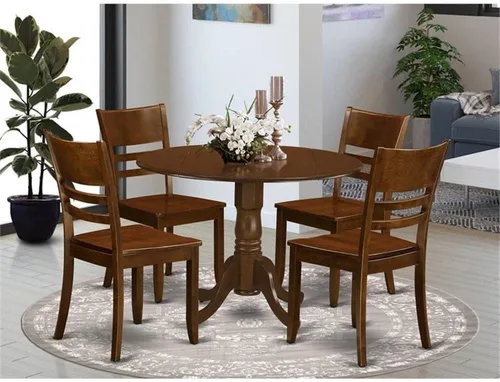 Miniatura 2 de East West Furniture DLLY5-ESP-W - Juego de cocina de 5 piezas que incluye una mesa redonda con gotas y 4 sillas de comedor, 42 x 42 pulgadas