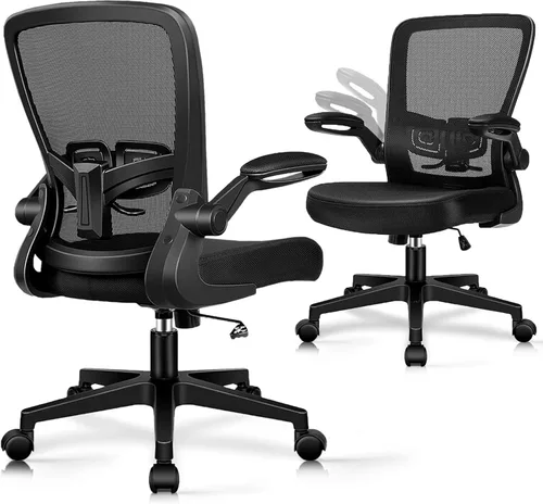 Miniatura 10 de KLASIKA Sillas de escritorio con ruedas, silla de oficina ergonómica de malla, altura ajustable y soporte lumbar giratorio, silla de oficina en casa