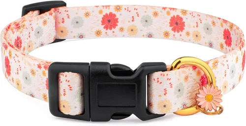 Miniatura 9 de Collar de perro hecho a mano para perros pequeños, medianos y grandes, amarillo limón con colgante, collar de moda para otoño e invierno (Pequeño)