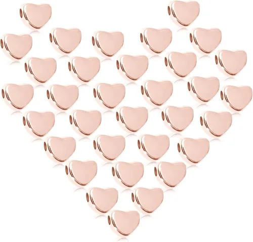 Miniatura 9 de Whaline 600 cuentas acrílicas doradas en forma de corazón con cuerda elástica para hacer joyas, bricolaje y decoración del hogar Dorado