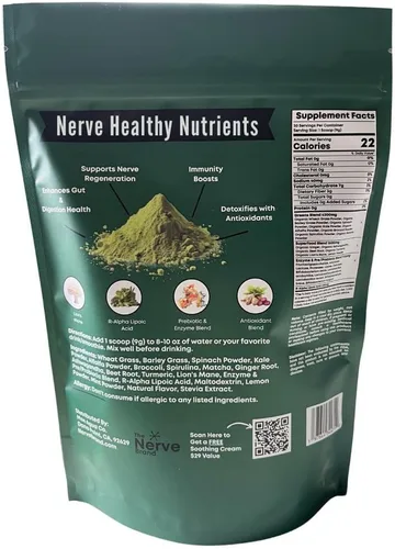 Miniatura 2 de Mezcla de superalimentos para neuropatía en polvo de verduras de The Nerve Brand para neuropatía periférica con 600 mg de ácido R alfa lipoico