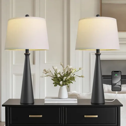 Miniatura 12 de Oneach Lámparas de mesa de 25.75 pulgadas para sala de estar, lámpara de noche regulable de 3 vías, con control táctil regulable de 3 vías, moderna