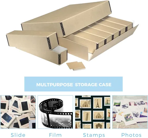 Miniatura 6 de Lineco, Archival - Caja de almacenamiento deslizante de 15.5 x 11.5 x 3 pulgadas, capacidad para hasta 840 películas, con 6 estuches internos