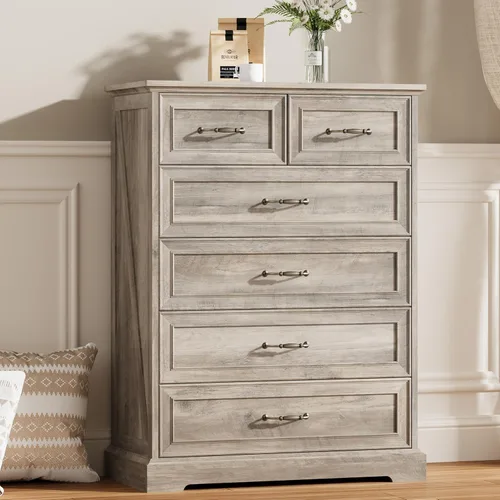 Miniatura 27 de Thacuok Cómoda de 3 cajones para dormitorio, cómoda de madera de 24 pulgadas de ancho, cómoda rústica de granja con cajones grandes y asas de metal