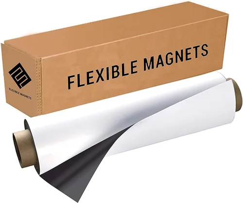 Rollo de vinilo flexible de hojas magnéticas, blanco, súper fuerte e ideal para manualidades, imprimible por inyección de tinta comercial (24
