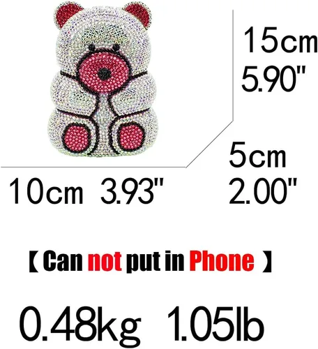 Miniatura 2 de Boutique De FGG Bolso de mano de cristal para mujer, bolso de mano con diamantes de imitación de animales, para fiesta, cóctel, mini