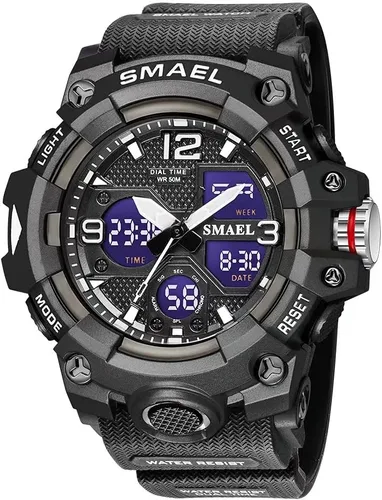 Miniatura 6 de SMAEL Reloj de pulsera militar para hombre, resistente al agua, para exteriores, deportivo, con fecha, multifunción, LED, con alarma y cronómetro