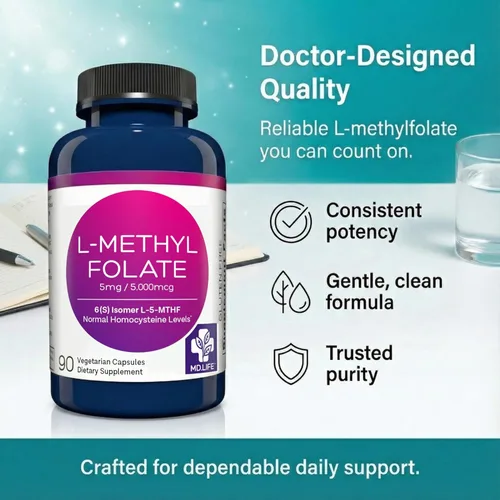 Miniatura 4 de MD Life L-metilfolato 5 mg - Suplemento de metilfolato activo de grado profesional - Suplementos MTHFR de máxima potencia - L metilfolato 5 mg 90