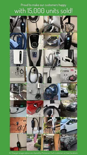 Miniatura 8 de PRIMECOM Cargador de vehículo eléctrico de nivel 2 (EV) (220 V/240 voltios, 16 amperios), cargador portátil EVSE inteligente para automóvil 46-50P