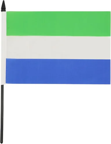 Miniatura 3 de AZ FLAG Sierra Leone Bandera de mesa 5'' x 8'' - Bandera de escritorio de Sierra Leona 21 x 14 cm - Bastón y base de plástico negro