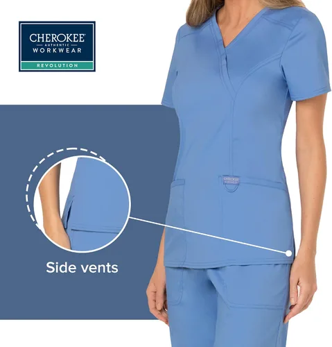 Miniatura 5 de Workwear Revolution WW610 - Ropa quirúrgica con estilo cruzado falso para mujer, elástica, suave y de fácil cuidado