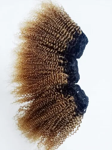 Miniatura 2 de Paquetes de Cabello Humano Rizado Afro Kinky Mongol Ombre de 12 14 16 Pulgadas T1B/30 Marrón 4B 4C Cabello Humano Virgen a Granel Afro Kinky