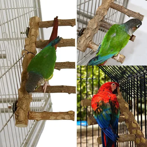 Miniatura 4 de Escalera de loro para pájaros, perca para jaula, puente de madera para pájaros, soportes para ejercicio, loro que escala, juguetes para masticar