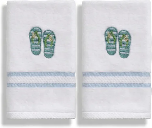Miniatura 14 de Avanti Linens – Juego de toallas para los dedos, toallas de baño de terciopelo 100% algodón con estrellas de mar bordadas y coral, reverso de rizo