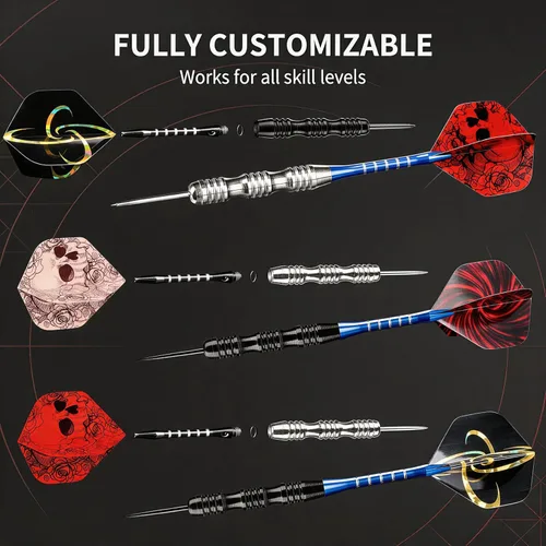 Miniatura 4 de WINSDART Steel Tip Darts 12 Pack Set with Nonslip Iron Barrel Aluminum Dart Shafts and Flights Darts Sharpener an Gift Box Negro y plateado Dardos-A