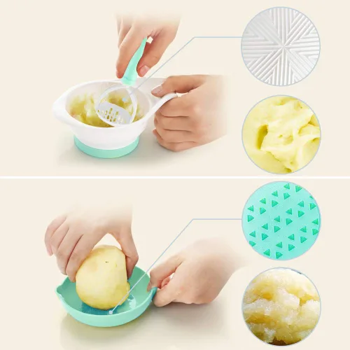 Miniatura 4 de Matyz All in 1 - Juego de moldes para bebés con máscara de manos exprimidor de cítricos rallador para hacer alimentos para bebés en casa - Frutas