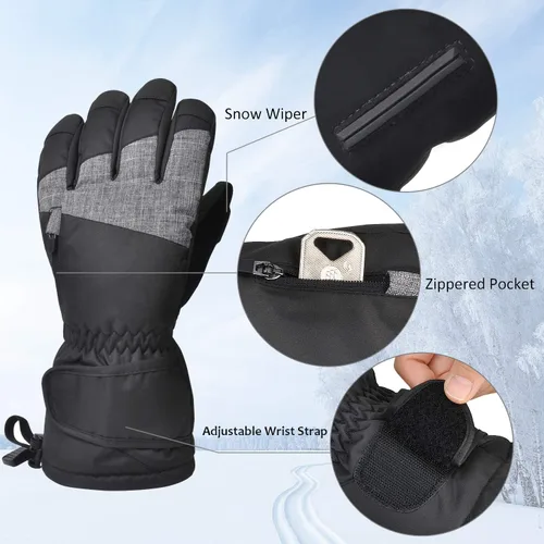 Miniatura 2 de Solaris Guantes de esquí impermeables para hombres y mujeres, guantes de invierno cálidos y acogedores 3M Thinsulate con media máscara de esquí