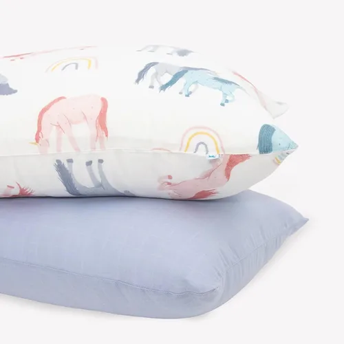 Miniatura 10 de Little Unicorn Paquete de 2 fundas de almohada estándar, tela de muselina súper suave y transpirable, cierre de sobre cómodo, para cuna y cama