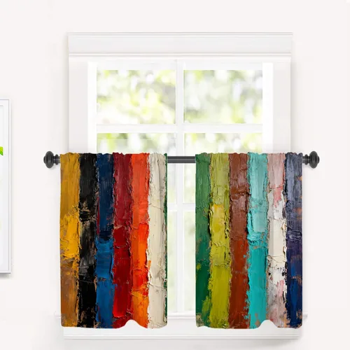 Miniatura 159 de Cortinas opacas de poliéster multicapa para cafetería, con diseño de diamantes, 2 unidades, 26 x 24 pulgadas