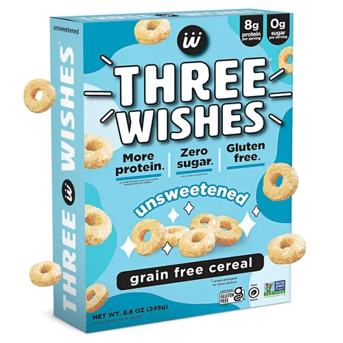 Miniatura 9 de Cereales para el desayuno a base de plantas y veganos de Three Wishes, glaseado, 1 paquete, merienda rica en proteínas y baja en azúcar, libre